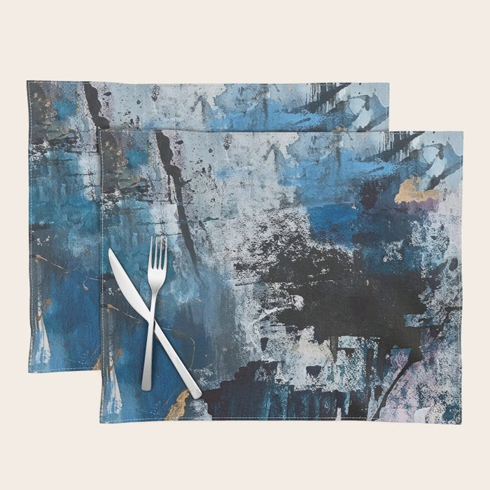 Breathe: colorful abstract in black, blue, purple, gold and white Placemat Gallery Image 1