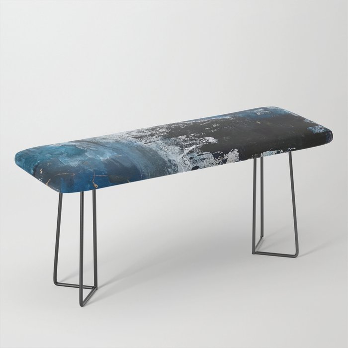 Breathe: colorful abstract in black, blue, purple, gold and white Bench Gallery Image 1