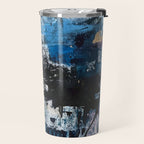Breathe: colorful abstract in black, blue, purple, gold and white Travel Mug Gallery Image 2