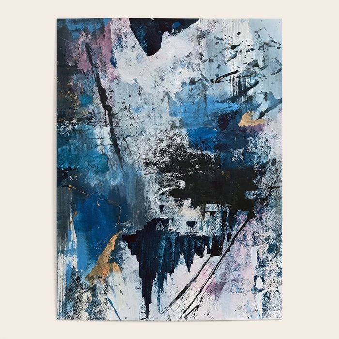 Breathe: colorful abstract in black, blue, purple, gold and white Poster Gallery Image 4