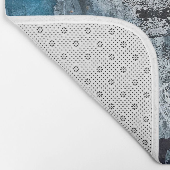 Breathe: colorful abstract in black, blue, purple, gold and white Bath Mat Gallery Image 2