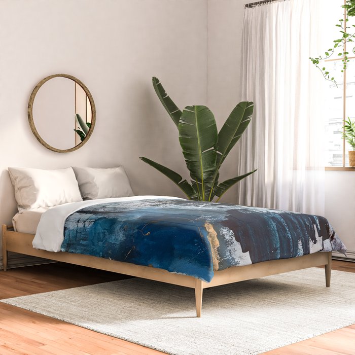 Breathe: colorful abstract in black, blue, purple, gold and white Comforter Gallery Image 2