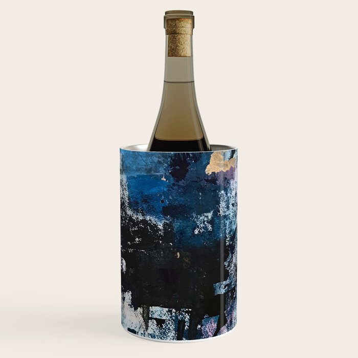 Breathe: colorful abstract in black, blue, purple, gold and white Wine Chiller Gallery Image 3
