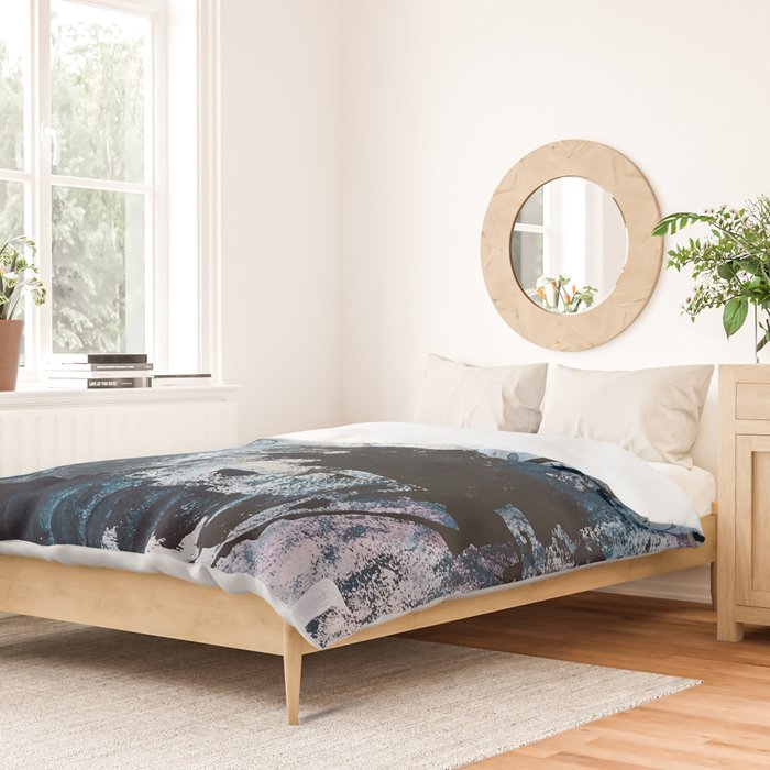 Breathe: colorful abstract in black, blue, purple, gold and white Duvet Cover Gallery Image 2