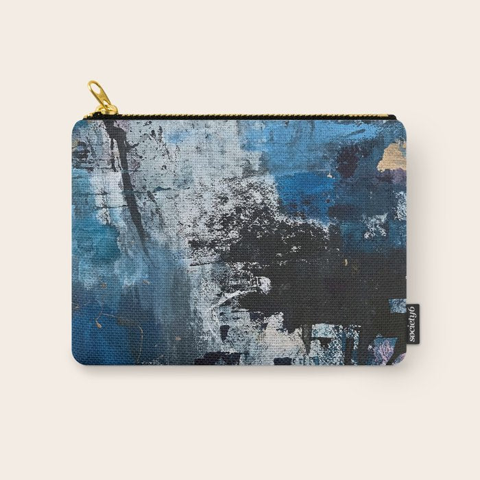 Breathe: colorful abstract in black, blue, purple, gold and white Carry All Pouch Gallery Image 1