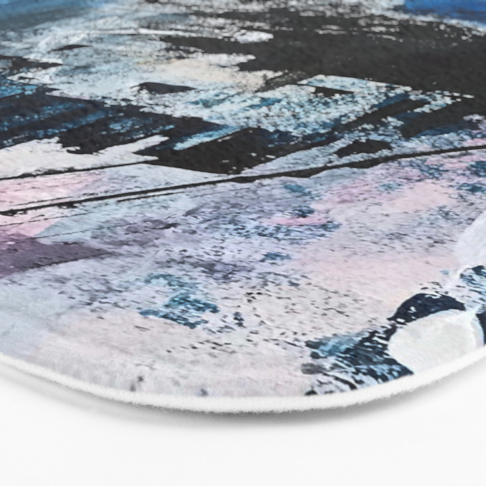 Breathe: colorful abstract in black, blue, purple, gold and white Bath Mat Gallery Image 3