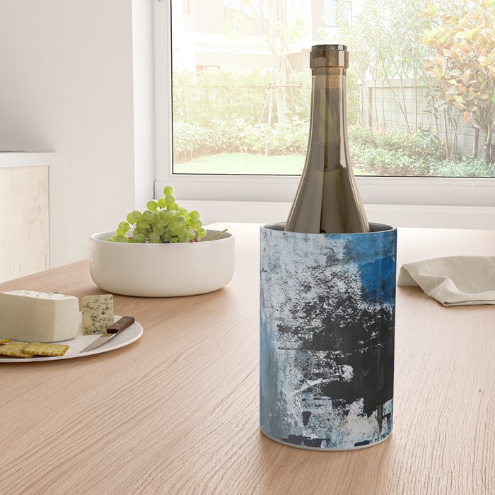 Breathe: colorful abstract in black, blue, purple, gold and white Wine Chiller Gallery Image 4