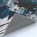 Breathe: colorful abstract in black, blue, purple, gold and white Rug Gallery Image 4