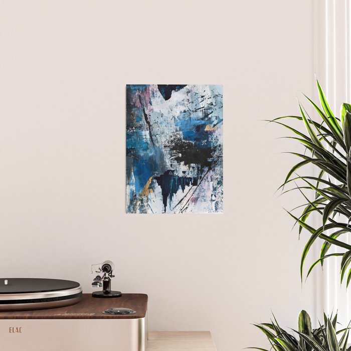 Breathe: colorful abstract in black, blue, purple, gold and white Poster Gallery Image 2