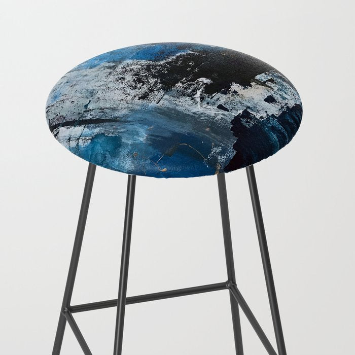 Breathe: colorful abstract in black, blue, purple, gold and white Stool Gallery Image 2