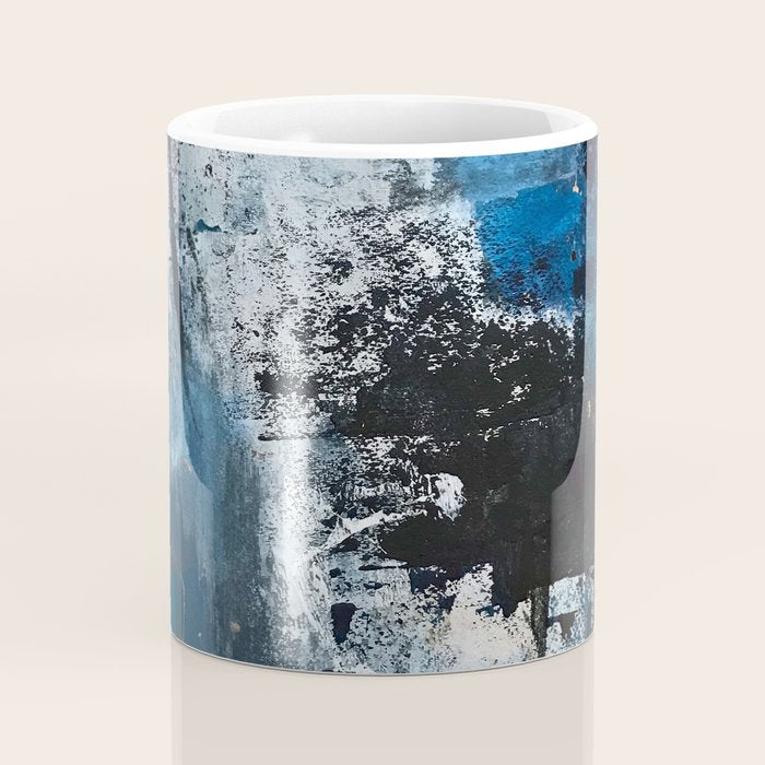 Breathe: colorful abstract in black, blue, purple, gold and white Coffee Mug Gallery Image 4