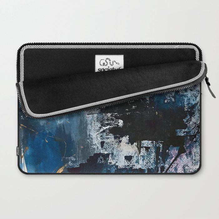 Breathe: colorful abstract in black, blue, purple, gold and white Laptop Sleeve Gallery Image 2