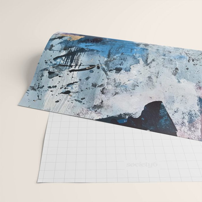 Breathe: colorful abstract in black, blue, purple, gold and white Wrapping Paper Gallery Image 2