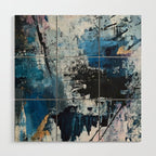 Breathe: colorful abstract in black, blue, purple, gold and white Wood Wall Art Gallery Image 1