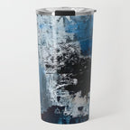 Breathe: colorful abstract in black, blue, purple, gold and white Travel Mug Gallery Image 1