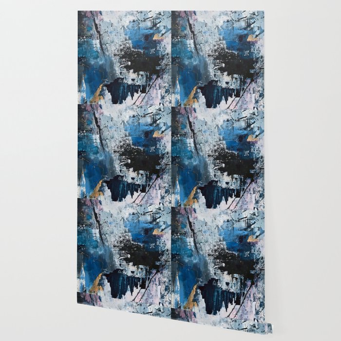 Breathe: colorful abstract in black, blue, purple, gold and white Wallpaper Gallery Image 2