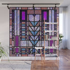 Purple and Blue Art Deco Stained Glass Design Wall Mural Gallery Image 1