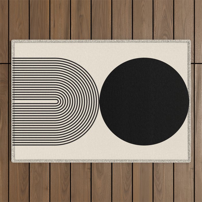 Abstraction_BLACK_DOT_LINE_ART_Minimalism_003C Outdoor Rug Gallery Image 1