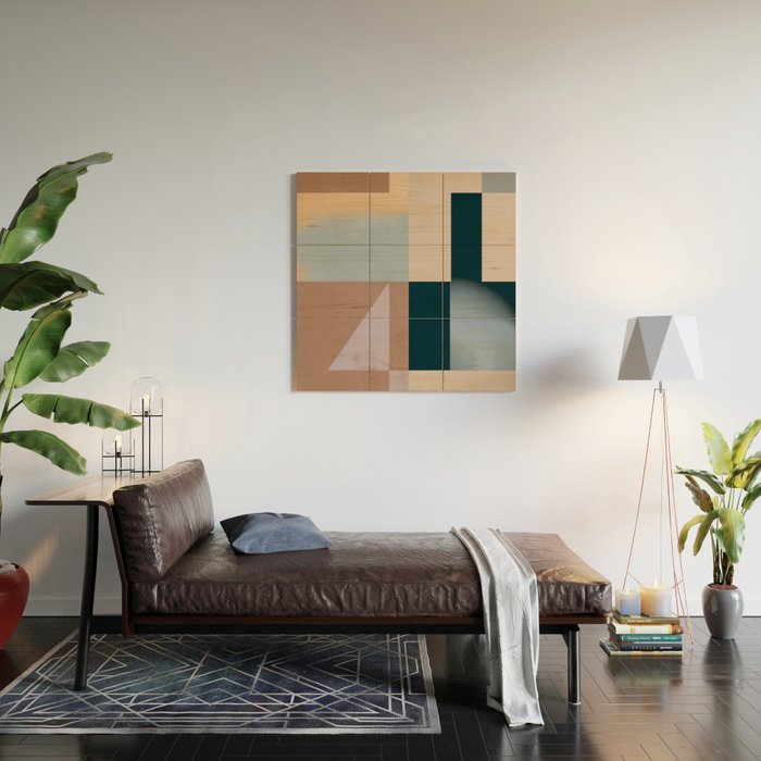 Modern Abstraction  Mocha Mousse Wood Wall Art Gallery Image 2