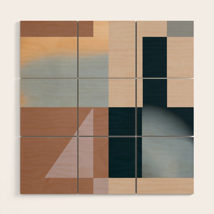 Modern Abstraction  Mocha Mousse Wood Wall Art Gallery Image 1