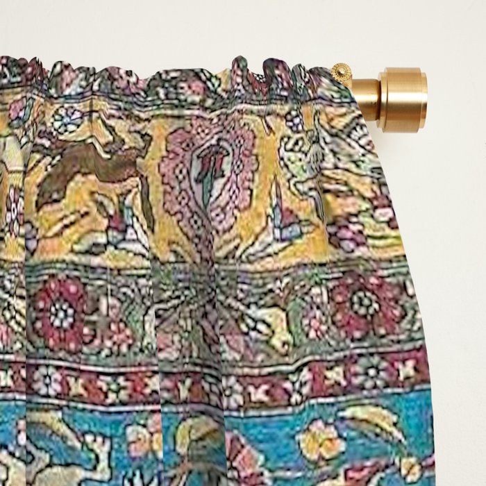 Antique Golden Blue Tehran Persian Rug Window Curtain Gallery Image 2