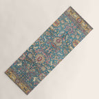 Antique Golden Blue Tehran Persian Rug Yoga Mat Gallery Image 1