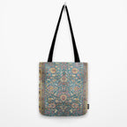 Antique Golden Blue Tehran Persian Rug Tote Bag Gallery Image 2