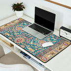 Antique Golden Blue Tehran Persian Rug Desk Mat Gallery Image 2