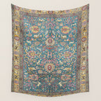 Antique Golden Blue Tehran Persian Rug Wall Tapestry Gallery Image 4