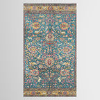 Antique Golden Blue Tehran Persian Rug Tablecloth Gallery Image 2