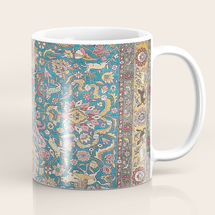 Antique Golden Blue Tehran Persian Rug Coffee Mug Gallery Image 1