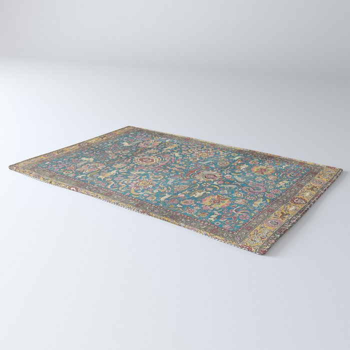 Antique Golden Blue Tehran Persian Rug Rug Gallery Image 3