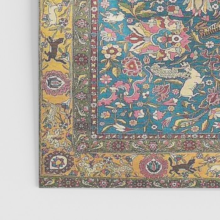 Antique Golden Blue Tehran Persian Rug Poster Gallery Image 3