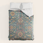 Antique Golden Blue Tehran Persian Rug Comforter Gallery Image 6