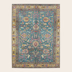 Antique Golden Blue Tehran Persian Rug Poster Gallery Image 4