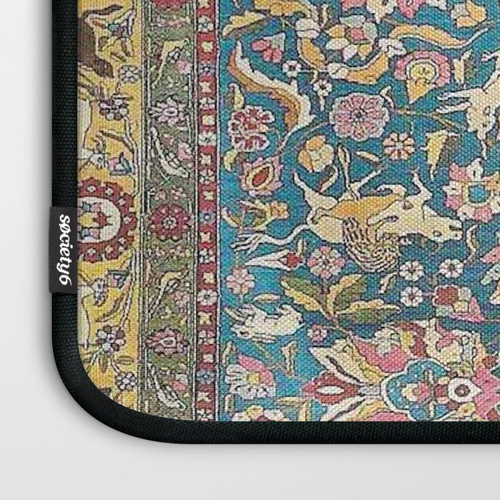 Antique Golden Blue Tehran Persian Rug Laptop Sleeve Gallery Image 3