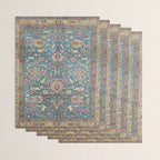 Antique Golden Blue Tehran Persian Rug Wrapping Paper Gallery Image 3