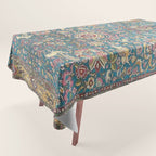 Antique Golden Blue Tehran Persian Rug Tablecloth Gallery Image 1