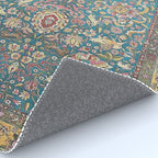 Antique Golden Blue Tehran Persian Rug Rug Gallery Image 4