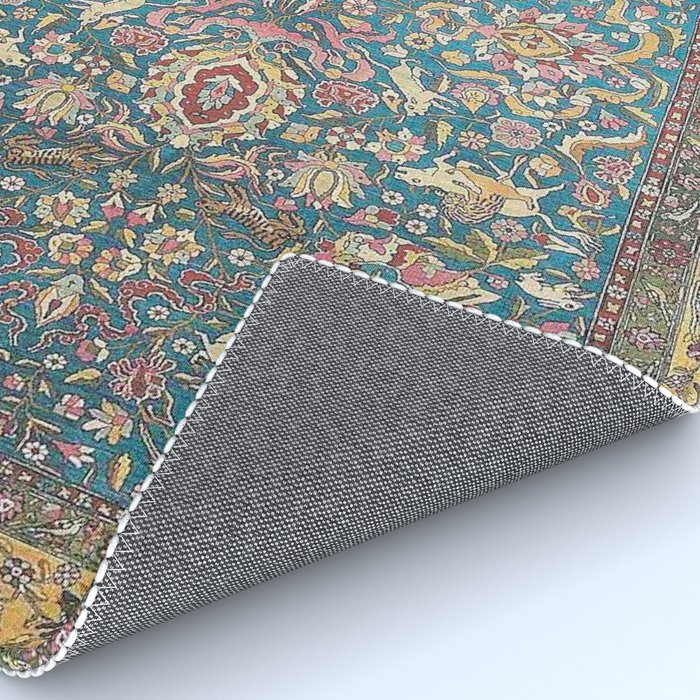 Antique Golden Blue Tehran Persian Rug Rug Gallery Image 4