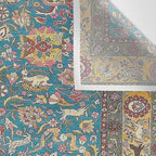Antique Golden Blue Tehran Persian Rug Wall Tapestry Gallery Image 3