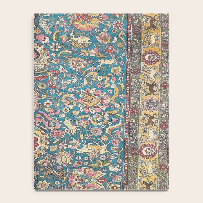 Antique Golden Blue Tehran Persian Rug Notebook Gallery Image 4