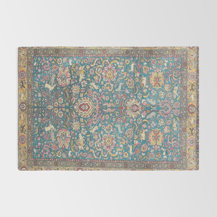 Antique Golden Blue Tehran Persian Rug Rug Gallery Image 2