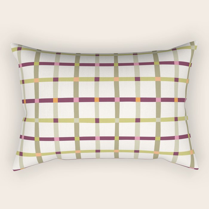 Windowpane Plaid - Olive Green and Burgundy Rectangular Pillow Gallery Image 2