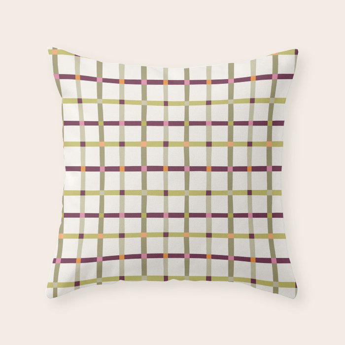 Windowpane Plaid - Olive Green and Burgundy Throw Pillow Gallery Image 6