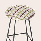 Windowpane Plaid - Olive Green and Burgundy Stool Gallery Image 2