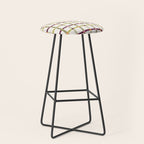 Windowpane Plaid - Olive Green and Burgundy Stool Gallery Image 1