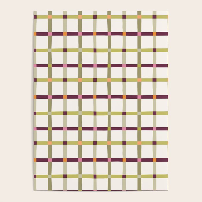 Windowpane Plaid - Olive Green and Burgundy Poster Gallery Image 1