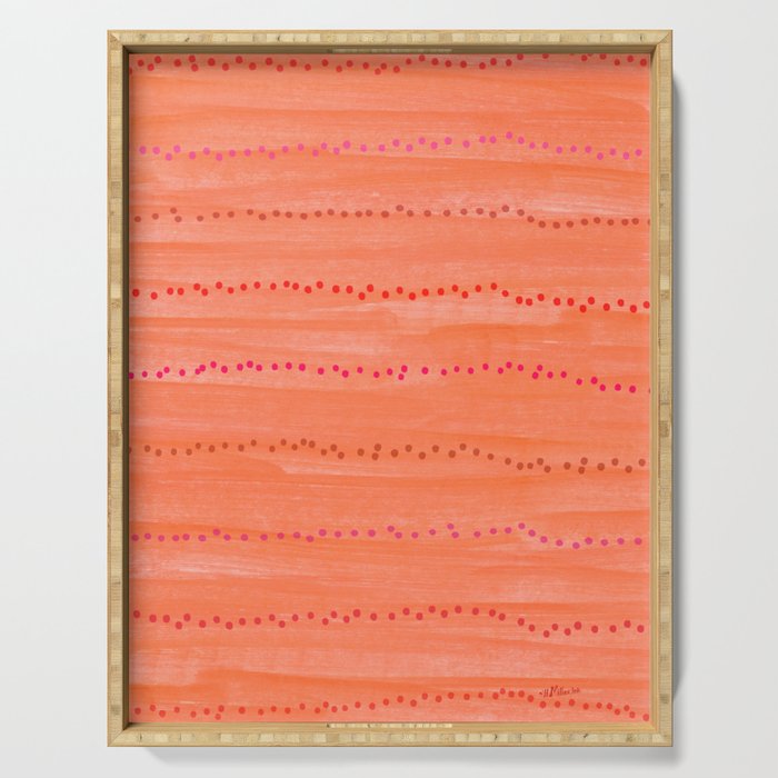 Minimal Doodle Dots in Chili Red Serving Tray Gallery Image 1