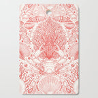Beach treasures in coral red  Cutting Board Gallery Image 1